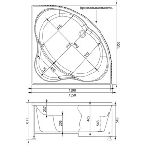 Акриловая ванна Aquanet Vitoria 130x130 с каркасом и панелью (205371, 181462) в Москвe