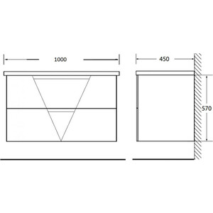 Тумба с раковиной BelBagno Vittoria 100 Grigio Opaco (VITTORIA-1000-2C-SO-GO-P, BB1000/450-LV-MR-AST)