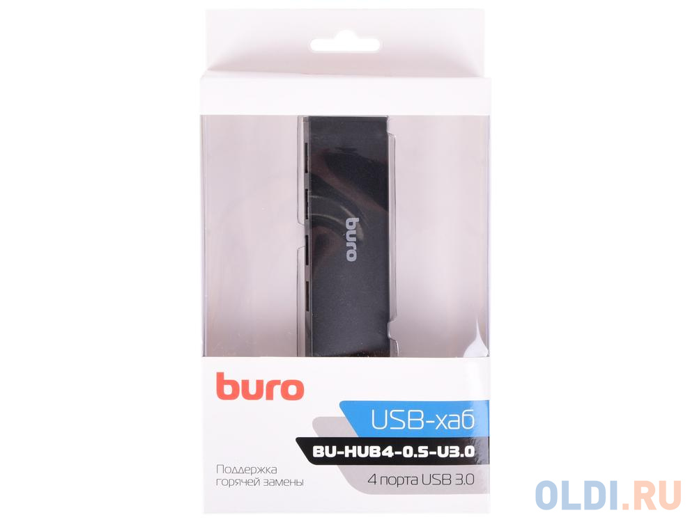 Концентратор USB 3.0 BURO BU-HUB4-0.5-U3.0 4 х USB 3.0 черный в Москвe