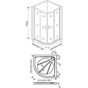 Душевой уголок Good Door Latte R 90x90 прозрачный, хром матовый (R 90x90 -C-WE) в Москвe