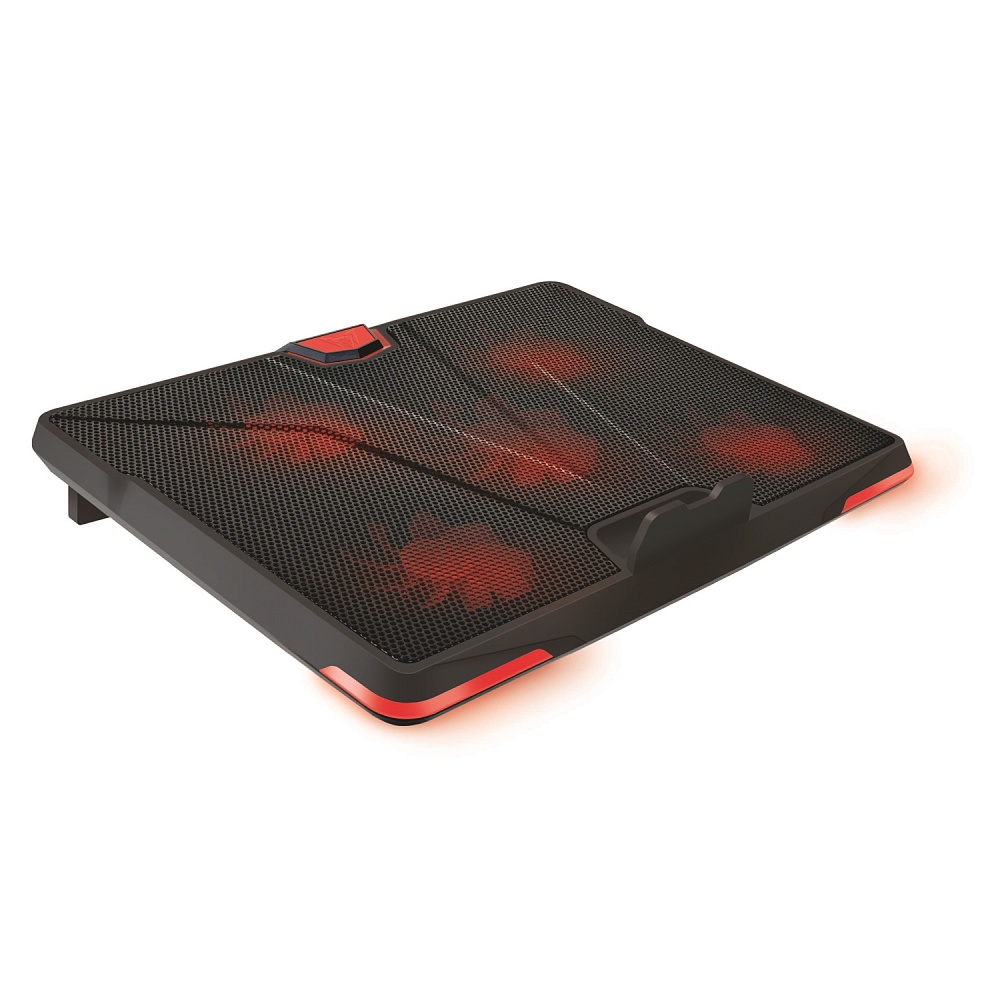 Охлаждающая подставка для ноутбука 19" CROWN CMLS-130, вентилятор: 1х110, 4х85, красная подсветка, пластик, черный (CM000003233)