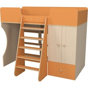 Кровать чердак со шкафом Капризун Капризун 10 (Р446-оранжевый)