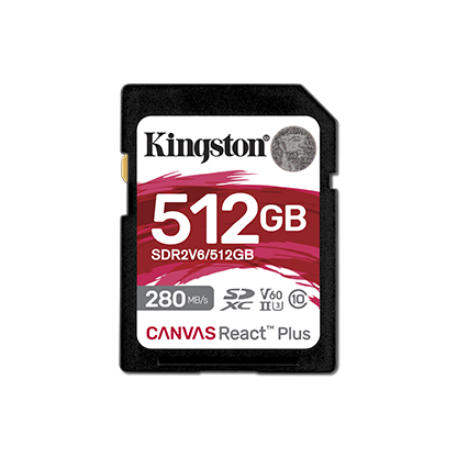 Карта памяти 512Gb SDXC Kingston Canvas React Plus Class 10 UHS-II U3 V60 (SDR2V6/512GB) в Москвe