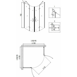 Душевой уголок Niagara Nova 100x100 прозрачный, черный (NG-6816-08 BLACK в Москвe