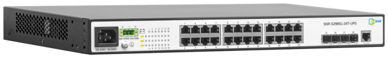 Коммутатор SNR SNR-S2985G-24T-UPS, управляемый, кол-во портов: 24x1 Гбит/с, кол-во SFP/uplink: SFP 4x1 Гбит/с, установка в стойку (SNR SNR-S2985G-24T-UPS)