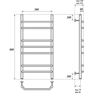 Полотенцесушитель электрический Point П7 500х800 хром (PN07158E)