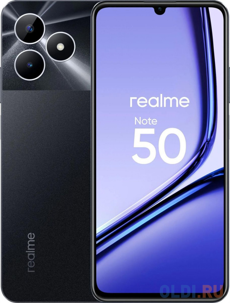 Смартфон Realme RMX3834 Note 50 64Gb 3Gb черный моноблок 3G 4G 6.74" 720x1600 Android 13 13Mpix 802.11 b/g/n GPS GSM900/1800 GSM1900 TouchSc Micr