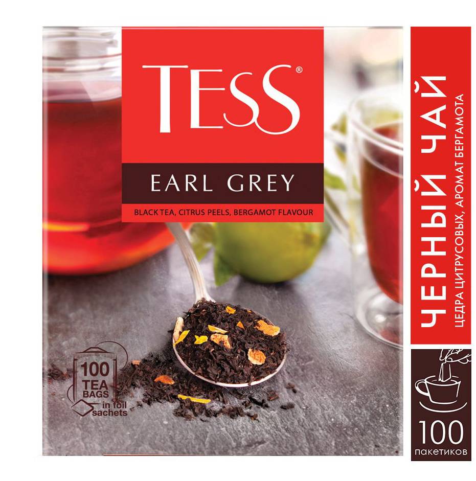 Чай Tess Earl Grey черный бергамот 100пак. 160гр карт/уп. (1251-09-1)