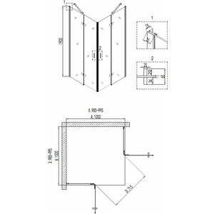 Душевой уголок Niagara Nova 100x100 с поддоном, прозрачный, черный (NG-6814-08 BLACK, 1001001Q)