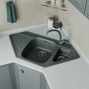 Кухонная мойка и смеситель GreenStone GRS-10K-308, GS-004-308 черный
