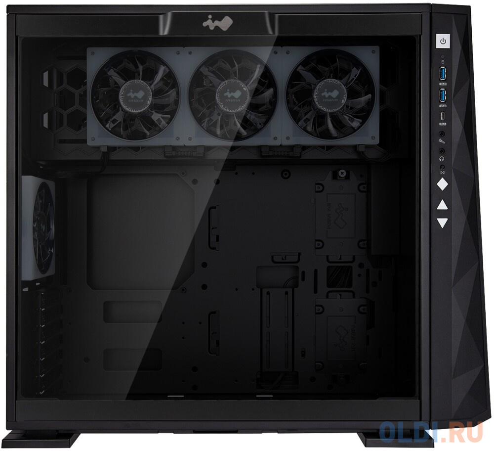 In-Win CF06CX (309 Gaming)BL  U3*2+TypeC *1+A, LED Mode button, black color, Saturn ASN120 fan*4 (top*3, rear*1),  glass side panel, LED RGB F/P with/