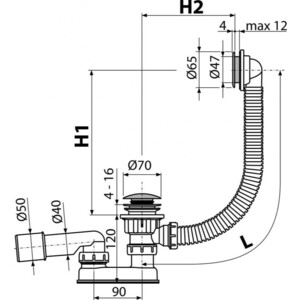 Сифон для ванны AlcaPlast 80 см, Click-clack (A505KM-80)