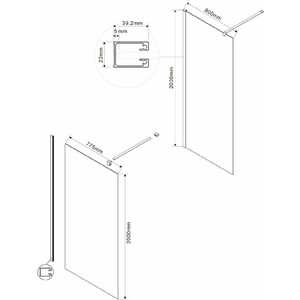 Душевая перегородка Vincea Walk-In VSW-1H 80х120х200 профиль матовый золотой, стекло прозрачное (VSW-1H800CLG)