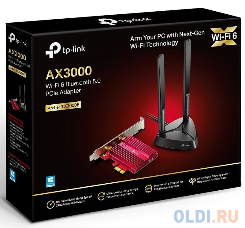 Сетевой адаптер Wi-Fi 6+ Bluetooth 5.0 TP-Link Archer TX3000E-RU AX3000 в Москвe