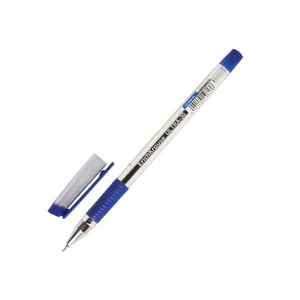Ручка шариковая масляная ERICH KRAUSE Ultra-30, СИНЯЯ, корпус прозрачный, узел 0,7 мм, линия письма 0,26 мм, 19613, (24 шт.)