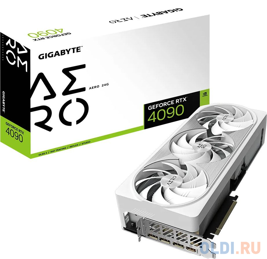 Видеокарта Gigabyte PCI-E 4.0 GV-N4090AERO-24GD NVIDIA GeForce RTX 4090 24576Mb 384 GDDR6X 2535/21000 HDMIx1 DPx3 HDCP Ret