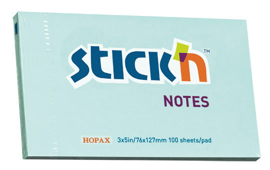 Блок самоклеящийся (стикеры) STICK`N, 100 листов, пастельный, голубой (21155)