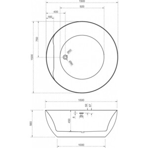 Акриловая ванна Abber 150х150 на каркасе, круглая (AB9280)