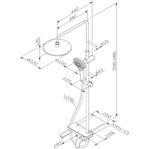 Душевой уголок Ambassador Walk-in 110x100-70 с душевой системой Am.Pm, прозрачный, черный (15031111, F0780722)