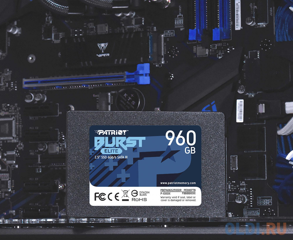 Твердотельный накопитель SSD 2.5" Patriot 960GB Burst Elite <PBE960GS25SSDR> (SATA3, up to 450/320Mbs, 800TBW, 7mm)