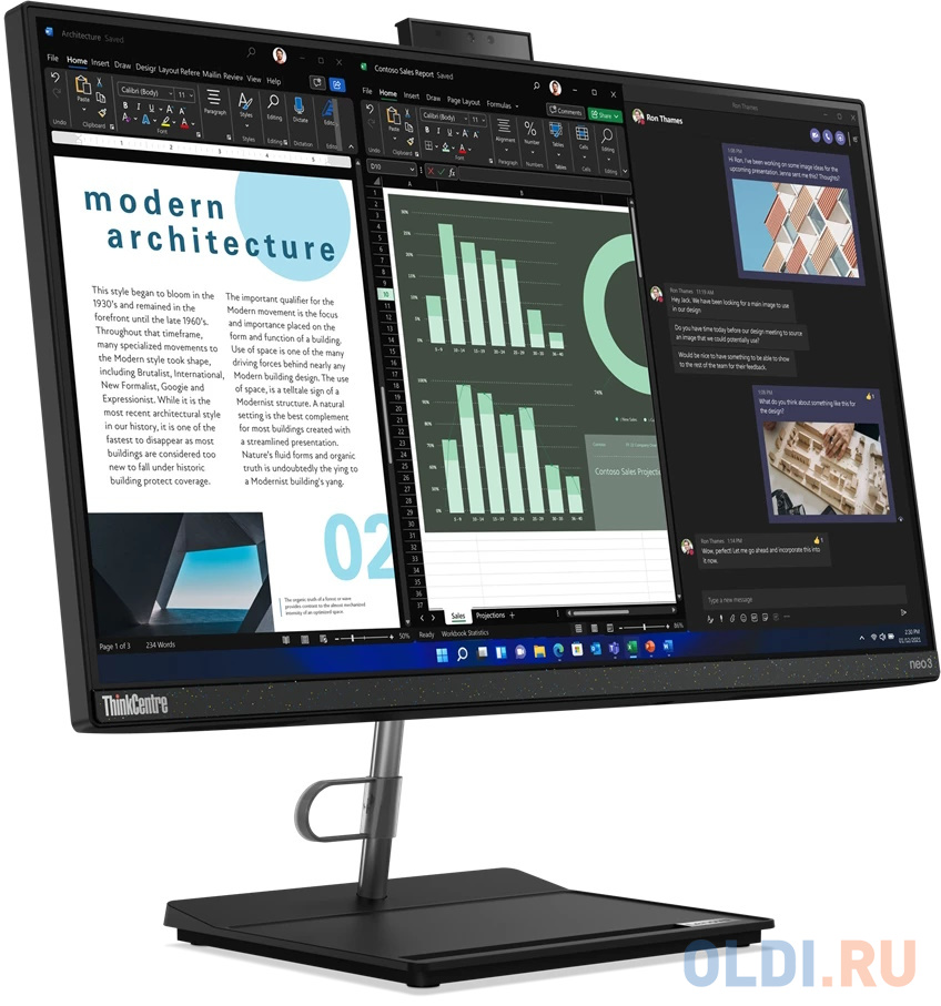 Lenovo ThinkCentre NEO 30a All-In-One 23,8" FHD (1920x1080) i7-1260P, 16GB DDR4 3200, 512GB SSD M.2, Intel UHD, WiFi, BT, HD Cam, DVDRW, USB KB&a в Москвe