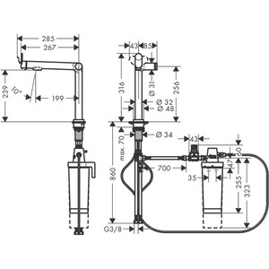 Смеситель для кухни Hansgrohe Aqittura M91 с подключением фильтра, хром (76804000)