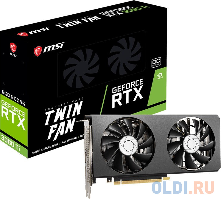 Видеокарта MSI GeForce RTX 3060 Ti TWIN FAN 8G OC LHR, Retail