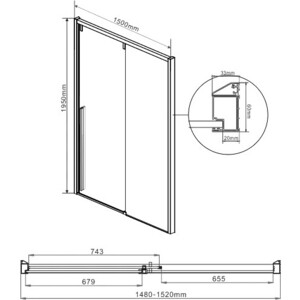 Душевая дверь Vincea Lugano VDS-1L-1 150х195 прозрачная, хром (VDS-1L150CL-1) в Москвe