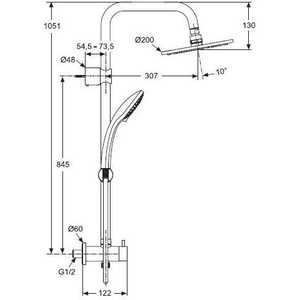 Душевой гарнитур Ideal Standard Idealrain с верхним душем (A5689AA)