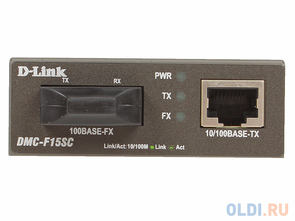 Медиаконвертер D-Link DMC-F15SC/A1A Медиаконвертер с 1 портом 10/100Base-TX и 1 портом 100Base-FX с разъемом SC для одномодового оптического кабеля (д