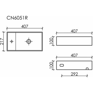 Раковина Ceramicanova Element 41х22 правая, антрацит матовая (CN6051RMH)