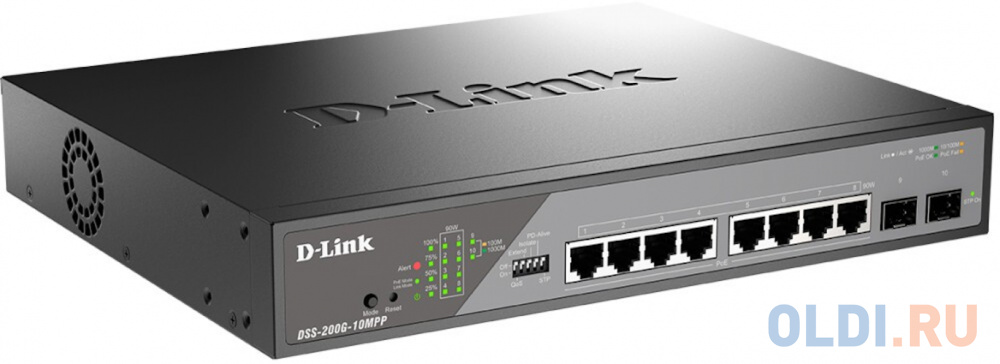 D-Link Smart L2 Surveillance Switch 8х1000Base-T PoE 802.3bt 90W, 2x1000Base-X SFP, PoE Budget 242W, Long-range PoE up to 250m в Москвe