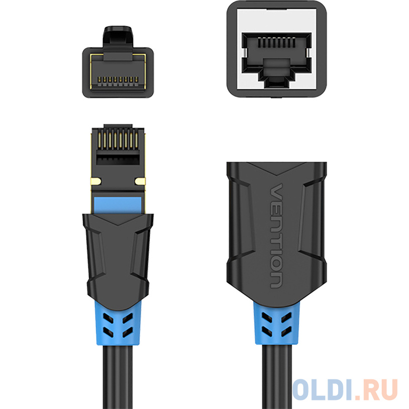 Патч-корд удлинитель Vention прямой SSTP cat.6, RJ45 - 1.5м. Черный