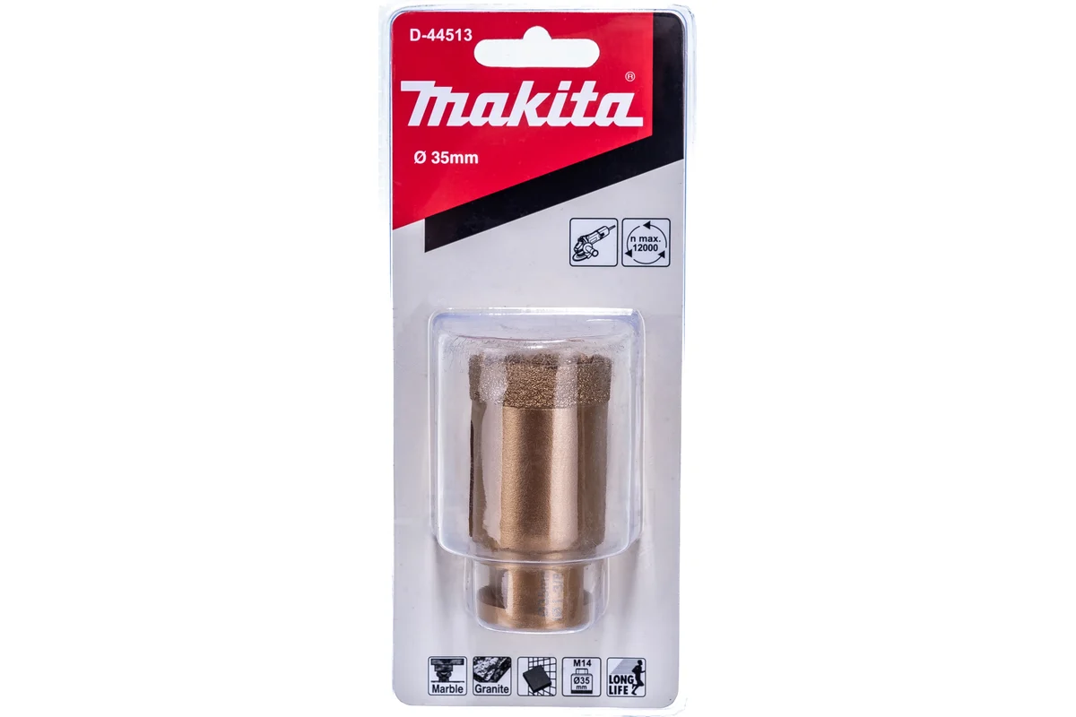 Коронка алмазная Makita ⌀ 3.5 см, бетон, камень, кирпич (D-44513)