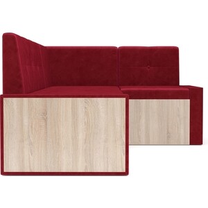 Кухонный угловой диван Mebel Ars Таллин (Бархат красный STAR VELVET 3 DARK RED) 191х83х121 см (M11-22-1)