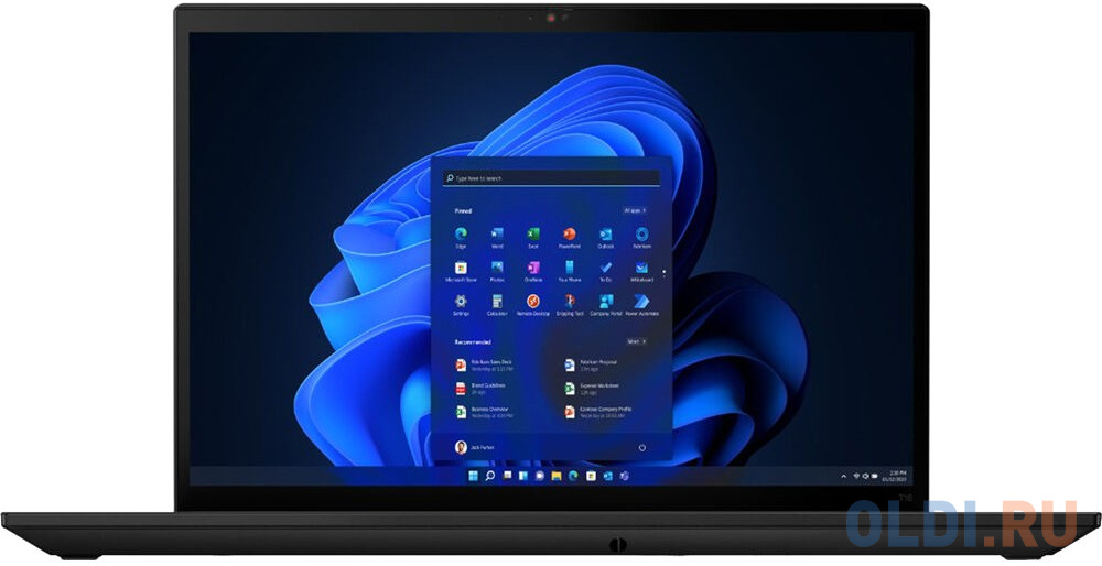 Ноутбук Lenovo ThinkPad T16 G1 Core i5 1235U 8Gb SSD512Gb Intel Iris Xe graphics 16" IPS WUXGA (1920x1200) noOS black WiFi BT Cam (21BV00E5RT)