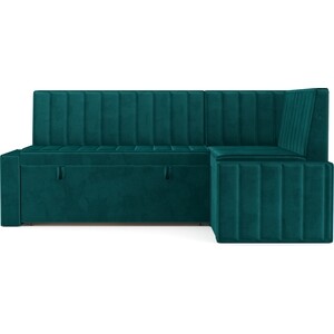 Кухонный угловой диван Mebel Ars Вермут (Бархат сине-зеленый STAR VELVET 43 BLACK GREEN) 191х83х121 см (M11-24-2) в Москвe