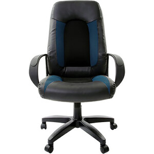 Кресло офисное Brabix Strike EX-525 экокожа черная/синяя, ткань серая TW (531378)