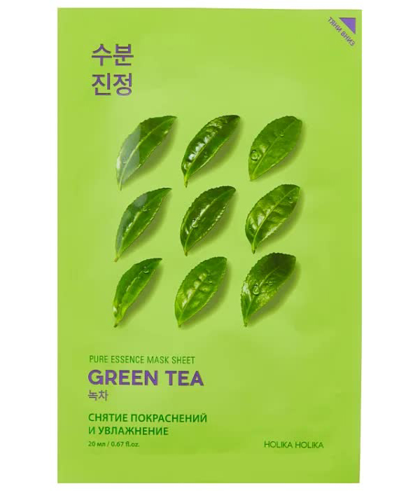 Holika Holika Противовоспалительная тканевая маска Pure Essence Mask Sheet Green Tea, зеленый чай, 20 мл