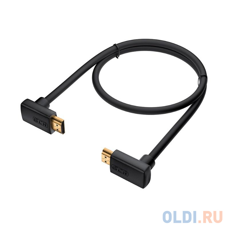 GCR Кабель 2.0m HDMI 2.0, M верхний угол /M верхний угол, черный, HDR 4:2:2, Ultra HD, 4K 60 fps 60Hz/5K*30Hz, 3D, AUDIO, 18.0 Гбит/с, 28/28 AWG, GCR-