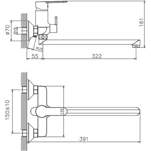 Смеситель для ванны Haiba HB557-8 универсальный, белый/хром (HB22557-8) в Москвe