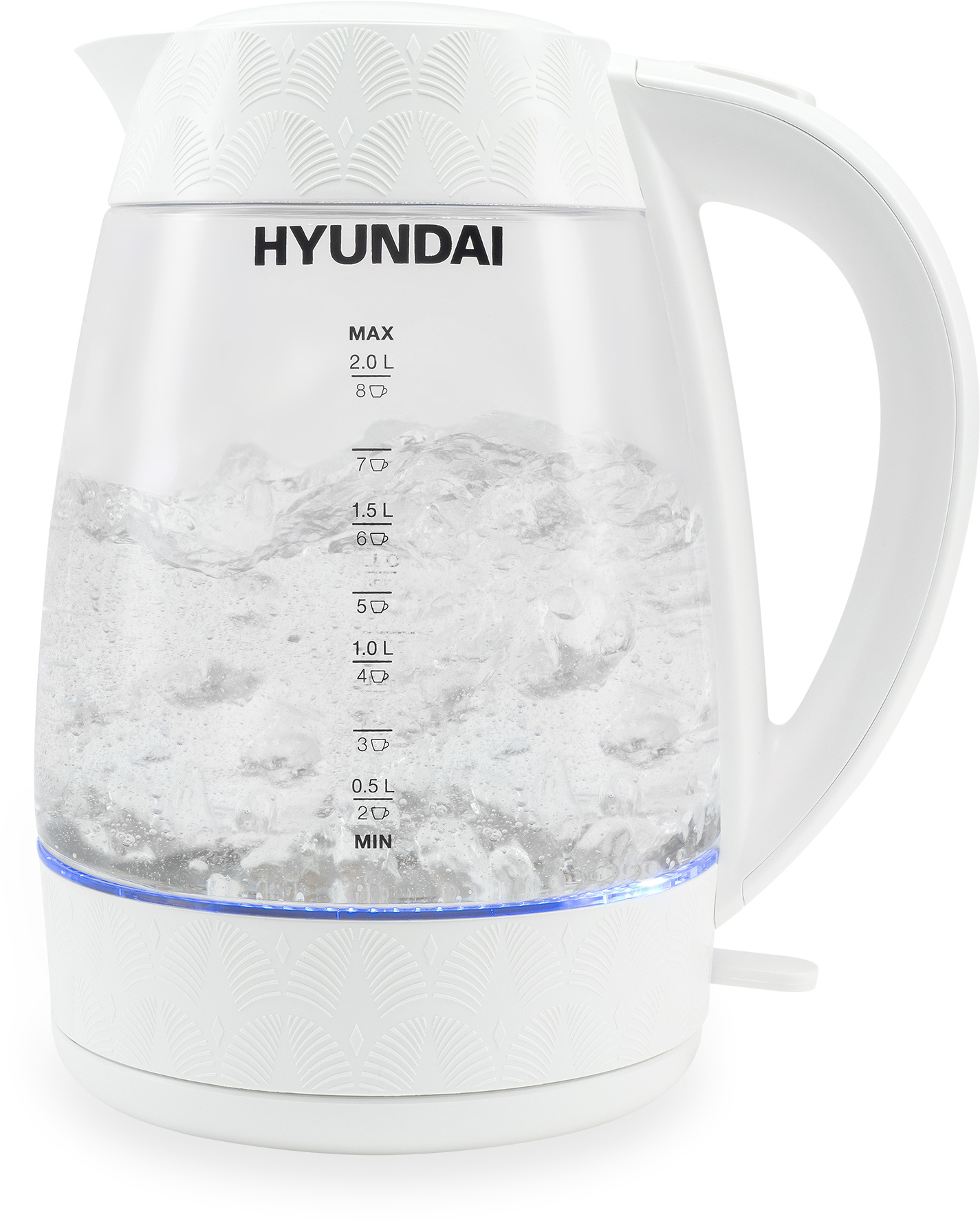 Чайник Hyundai HYK-G4506 2л. 2.2 кВт, пластик/стекло, белый