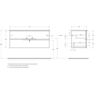 Тумба с раковиной Cezares Duet 120х45 Grafito (DUET-1200-2C-SO-GR-P, CZR-NAT-120-LVB)