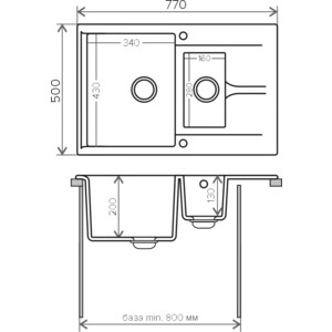 Кухонная мойка Polygran Brig 770 №16 черный (621404) в Москвe