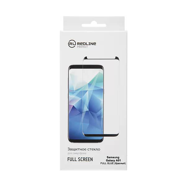 Стекло защитное Red Line Samsung Galaxy A01 Full screen tempered glass FULL GLUE красный УТ000019656