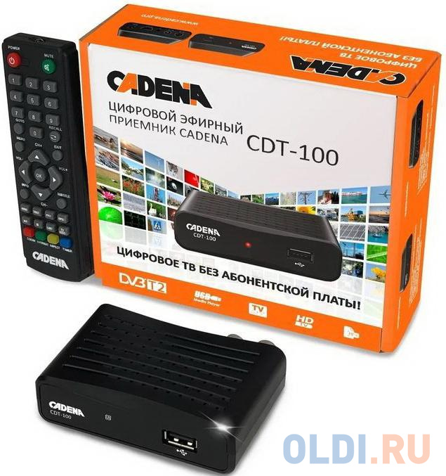 Ресивер DVB-T2 Cadena CDT-100 (TC) черный в Москвe