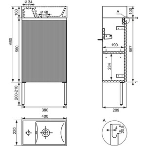 Тумба с раковиной Wellsee WC Area 40х22 напольная, смеситель слева, матовая зеленая (221805006) в Москвe