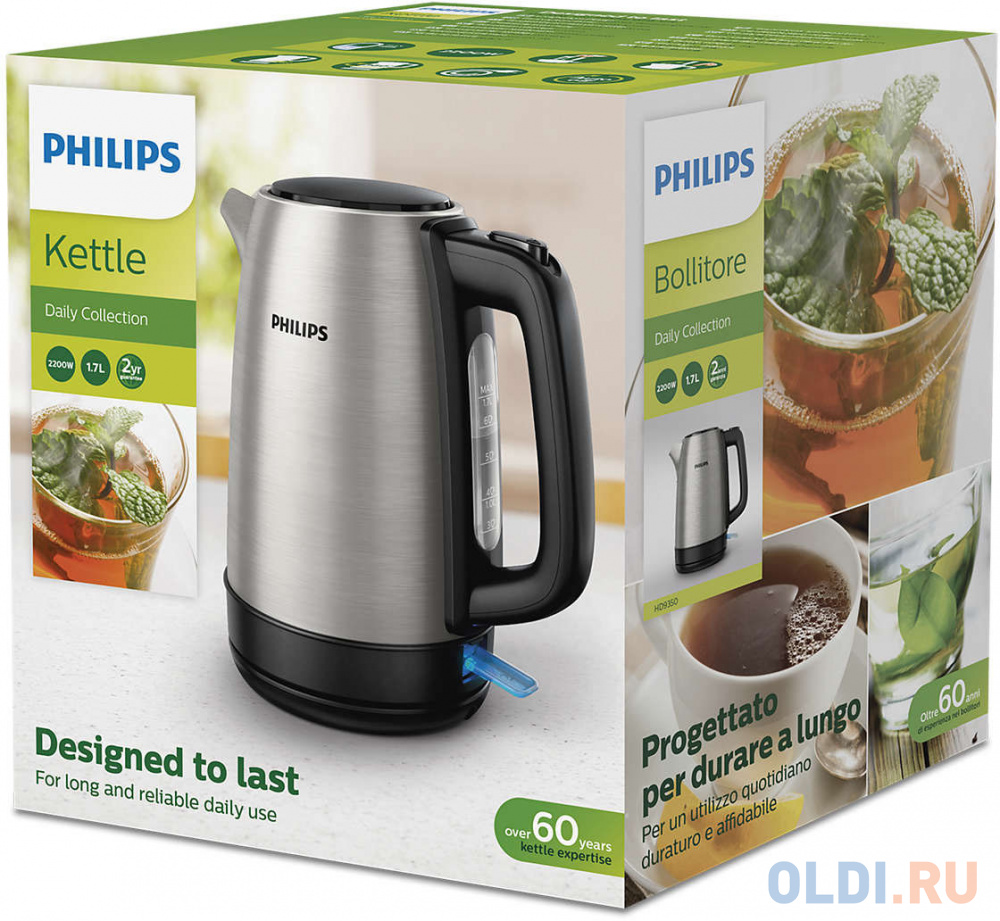 Чайник Philips Daily Collection HD9350/91 2200 Вт серебристый 1.7 л металл в Москвe