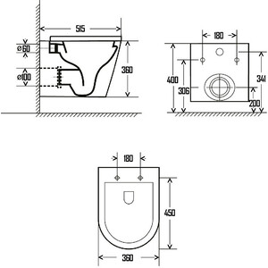 Унитаз подвесной безободковый AQUAme Rimless c сиденьем микролифт (AQM2001)