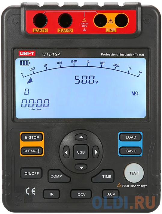 Измерители сопротивления UNI-T Измеритель сопротивления изоляции UT513A , 1 МОм ; 1ГОм, до 5000В